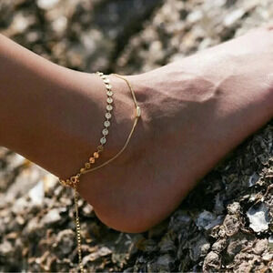 Gold Coin Anklet 14k Boho Beach Summer Gypsy